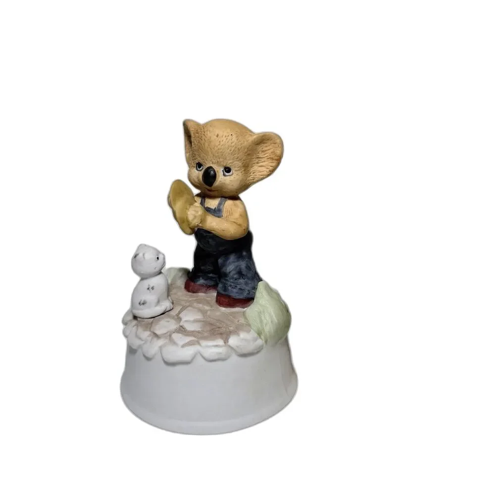 Flambro Vintage Porcelain Music Box Koala Bear Playing “Talk With the Animals